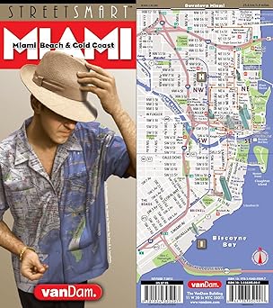 streetsmart miami map by vandam miami beach and gold coast a laminated pocket size city street and freeway