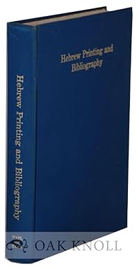 hebrew printing and bibliography 1st edition joshua bloch ,charles berlin 087104515x, 978-0871045157