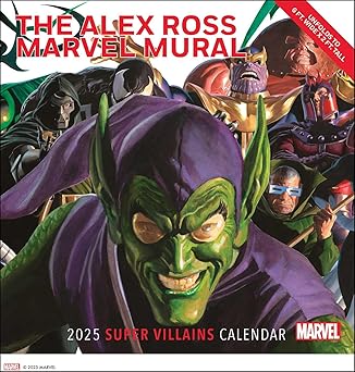 alex ross marvel super villains mural 2025 oversized wall calendar 1st edition alex ross ,marvel