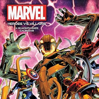 2025 marvel heroes vs villains wall calendar 1st edition trends international 1438899254, 978-1438899251