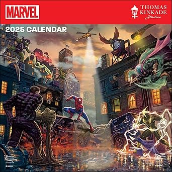 marvel by thomas kinkade studios 2025 wall calendar 1st edition thomas kinkade studios 1524892793,