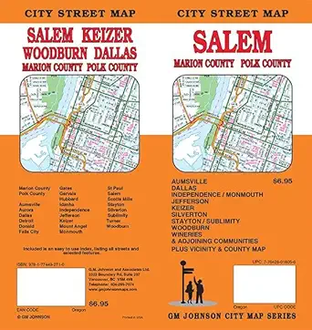 salem / marion and polk counties oregon street map 1st edition gm johnson 1774492717, 978-1774492710
