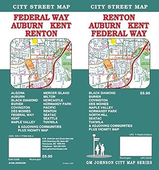 renton / auburn / kent / federal way washington street map 1st edition gm johnson 1770685286, 978-1770685284