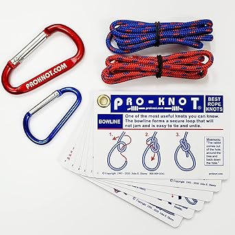 knot tying kit pro knot best rope knot cards two practice cords and a carabiner 1st edition john e sherry
