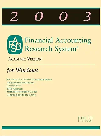 2003 financial accounting research system cd academic version for windows cd rom 1st edition financial