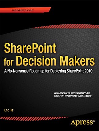 sharepoint for decision makers a no nonsense roadmap for deploying sharepoint 2010 1st edition eric riz