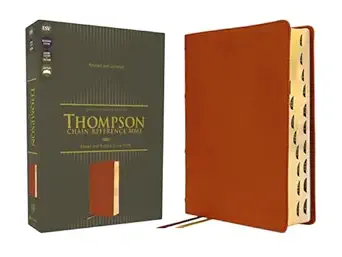 esv thompson chain reference bible genuine leather calfskin tan red letter thumb indexed 1st edition