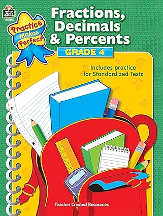fractions decimals and percents grade 4 1st edition robert w teacher created resources staff 1420686291,