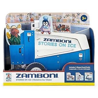 zamboni stories on ice wheeled board book set 3 book gift set with rolling truck slipcase for toddlers ages 1