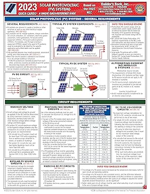 solar photovoltaic systems quick card based on the 2023 nec 1st edition builder\\\\\\\'s book inc ,mary