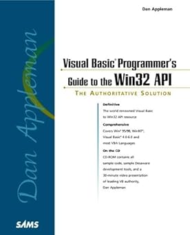 dan applemanss visual basic programmers guide to the win32 api 1st edition daniel appleman 0672315904,