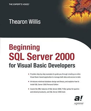 beginning sql server 2000 for visual basic developers 1st edition thearon willis 1590592735, 978-1590592731