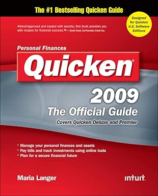 quicken 2009 the official guide 1st edition maria langer 0071599487, 978-0071599481