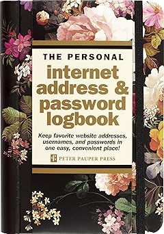 midnight floral internet address and password logbook 1st edition peter pauper press 144133484x,