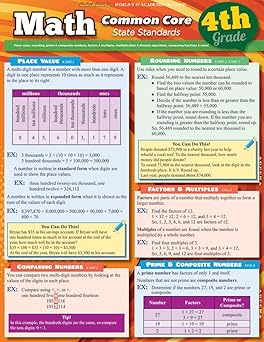 math common core 4th grade quickstudy laminated reference guide 1st edition ken yablonsky 1423221583,