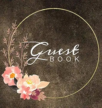 guest book watercolor flowers brown rustic hardcover guestbook blank no lines 64 pages keepsake memory book
