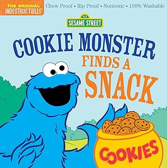 indestructibles sesame street cookie monster finds a snack chew proof a rip proof a nontoxic a 100 washable