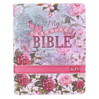 kjv holy bible my creative bible faux leather flexcover ribbon marker king james version pink floral 1st