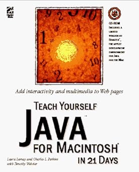 teach yourself java for macintosh in 21 days 1st edition laura lemay ,charles l perkins ,tim webster