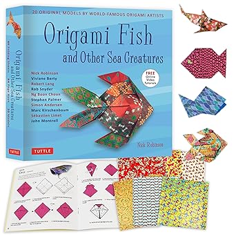origami fish and other sea creatures kit 20 original models by world famous origami artists 1st edition nick