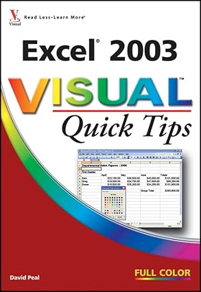 excel 2003 visual quick tips 1st edition david peal 0470009268, 978-0470009260