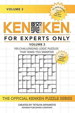 kenken for expert only volume 3 1st edition david roberts ,tetsuya miyamoto 1945542160, 978-1945542169