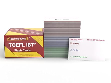 toefl ibt study cards toefl preparation 2025 2026 with practice test questions full color cards 1st edition
