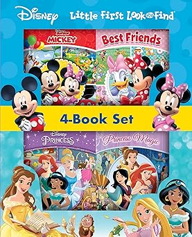 disney mickey mouse minnie princess and more little first look and find activity book 4 book set pi kids 1st