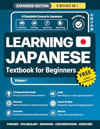 learning japanese textbook for beginners 5 books in 1 history culture grammar vocabulary phrases and