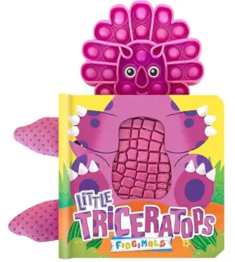fidgimals little triceratops dinosaur baby book educational childrens books sensory board book with pop it