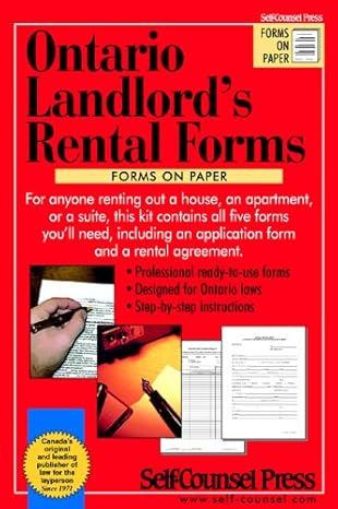 landlords rental forms on 1st edition self counsel press 1551806266, 978-1551806266