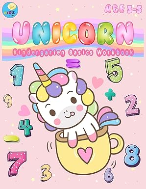 unicorn kindergarten basics workbook fun activities math skills with count 1 20 color paste cut images write