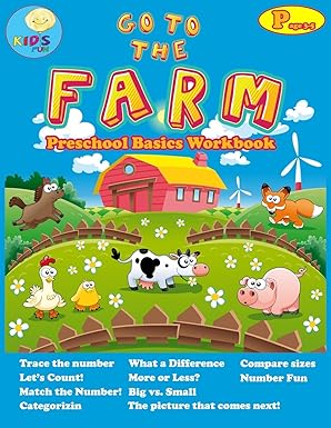go to the farm basic activity workbooks for preschool ages 3 5 and math activity book with number tracing
