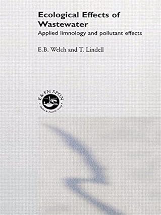 ecological effects of waste water applied limnology and pollutant effects 1st edition e b welch 041234940x,