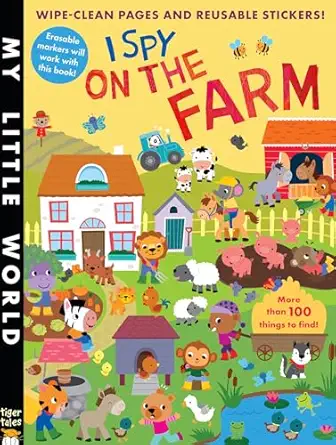 i spy on the farm wipe clean pages stickers and more than 100 things to find 1st edition jonathan litton