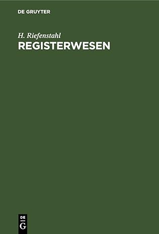 registerwesen 1st edition h riefenstahl 311260573x, 978-3112605738