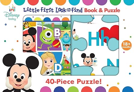 disney baby mickey mouse minnie princess and more little first look and find activity book and puzzle set pi
