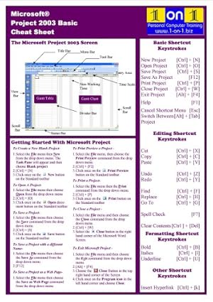 microsoft project 2003 basic cheat sheet 1st edition chris le roy 1921183489, 978-1921183485