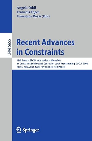 recent advances in constraints 13th annual ercim international workshop on constraint solving and constraint