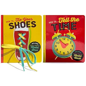 2 Pack How To Board Books How To Tie Your Shoes And How To Tell Time Interactive Educational Bundled Set Ages 3 9