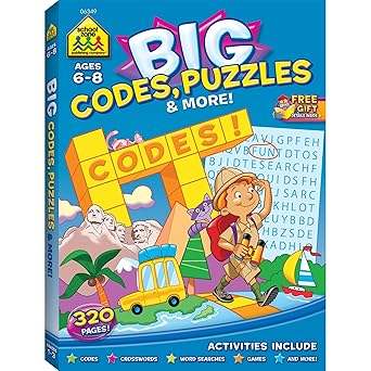 school zone big codes puzzles and more workbook 320 pages kindergarten 1st grade 2nd grade crossword puzzles