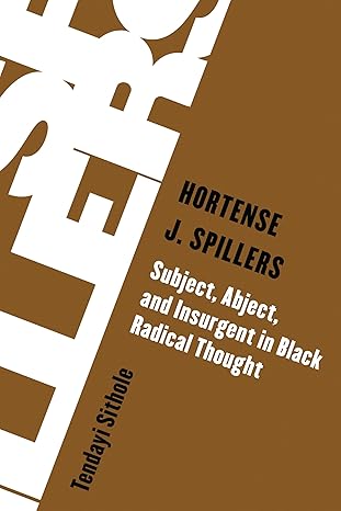 hortense j spillers subject abject and insurgent in black radical thought 1st edition tendayi sithole