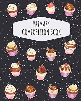 glitter cupcake primary composition book large draw and write ruled cup cake story journal with drawing space