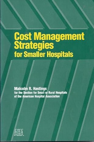 cost management strategies for smaller hospitals 1st edition malcolm r hastings 1556481055, 978-1556481055