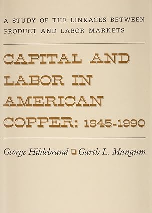 capital and labor in american copper 1845a 1990 a study of the linkages between product and labor markets 1st