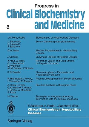 clinical biochemistry in hepatobiliary diseases proceedings of the international satellite symposium bologna