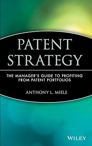 patent strategy the managers guide to profiting from patent portfolios 1st edition anthony l miele