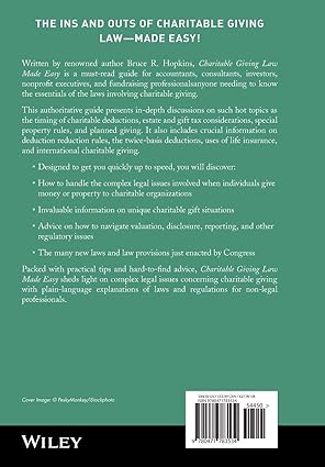 charitable giving law made easy 1st edition bruce r hopkins 0471783536, 978-0471783534
