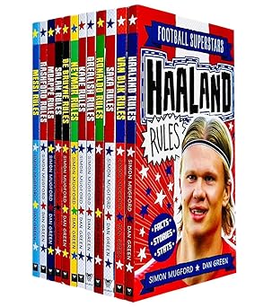 football superstars 12 books collection rules mega pack set by simon mugford and dan green rashford haaland
