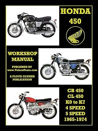 honda 450 workshop manual cb450 and cl450 k0 to k7 4 speed and 5 speed 1965 1974 1st edition floyd clymer